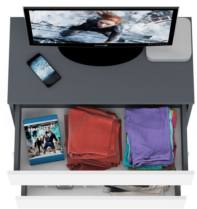 Мори Комод МК800.1, цвет графит/белый, ШхГхВ 80,4х41х73 см.