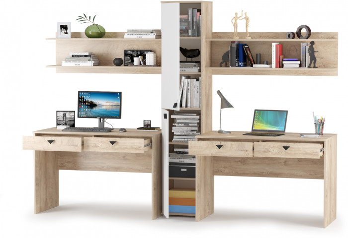 КР100 Бостон № 05, цвет дуб эндгрейн элегантный/фасады МДФ милк рикамо софт, 12.69+09.132+13.154+12.69+09.132, ШхГхВ 269х57,2х194,4 см., ун. сб.