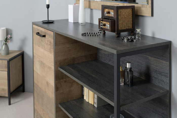 Трувор 13.70 Тумба под ТВ + 13.307.01 Комод, цвет дуб гранж песочный/интра, ШхГхВ 258,8х45,4х106,9 см., универсальная сборка