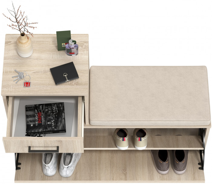 Лира ГК 2-0714дубсон Тумба под обувь, цвет дуб сонома, ШхГхВ 100х33х75,5 см., универсальная сборка