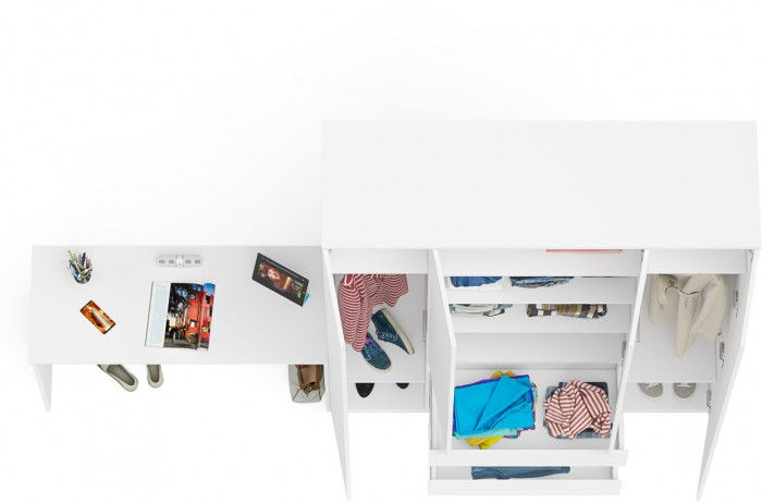 Мори письменный стол МСП1200.1 + Шкаф МШ1600.1, белый