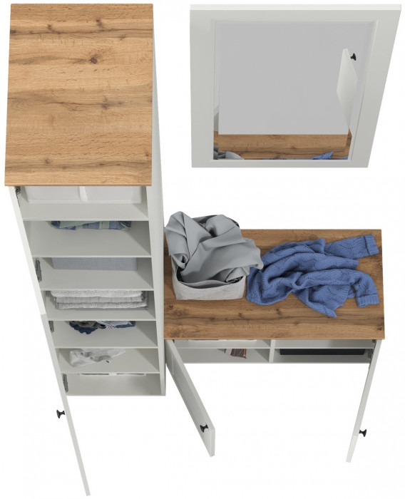 Остин Прихожая 24, белый шагрень/дуб крафт золотой