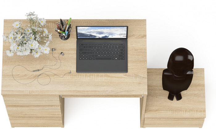 Мори Стол компьютерный МС-6 левый + Тумба ТМП400.1, цвет дуб сонома, ШхГхВ 130,4х50х76,6 см., выдвижные ящики слева, НЕ универсальная сборка