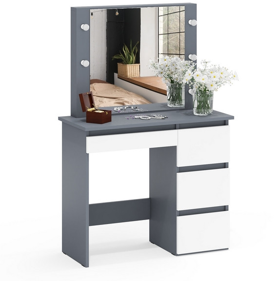 Стол косметический с подсветкой Сура, графит/белый