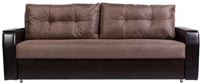 Диван-кровать Атлант 160х195, еврокнижка, рогожка/экокожа, коричневый