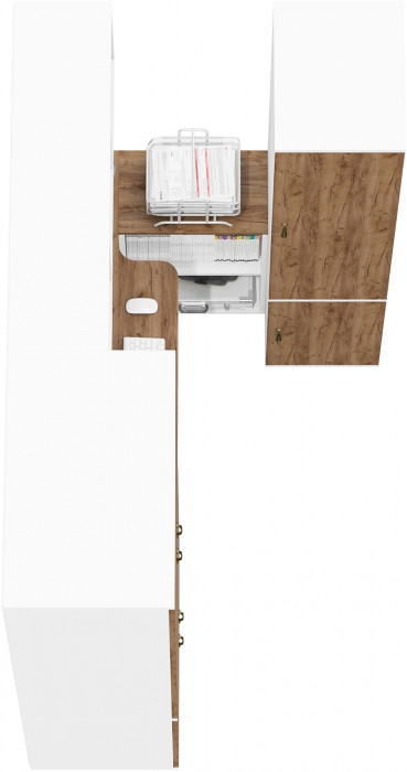 Лидер-8 Шкаф МД 19Б + Стол + Полка + Пенал 23Б, белый шагрень/крафт золото