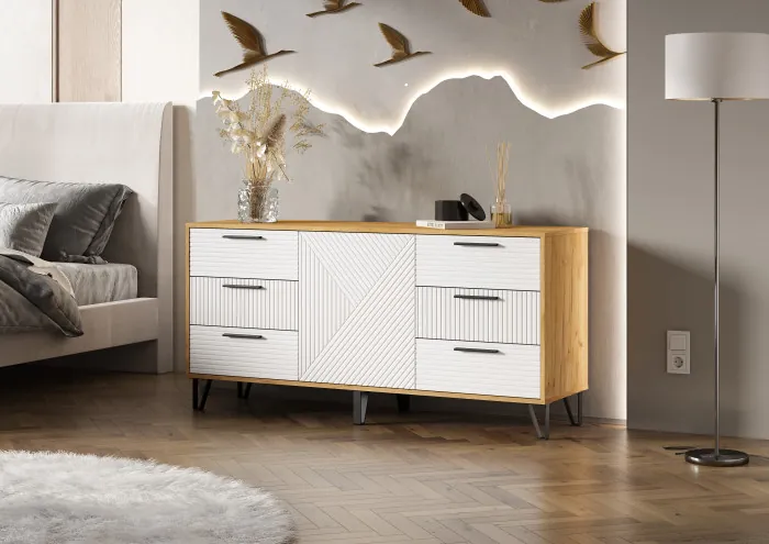 Флэш Комод 1500 браш вайт/дуб крафт