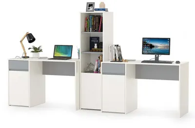 Торонто Компоновка № 15, цвет белый шагрень/стальной серый, ШхГхВ 280х53,1х149,7 см., универсальная сборка