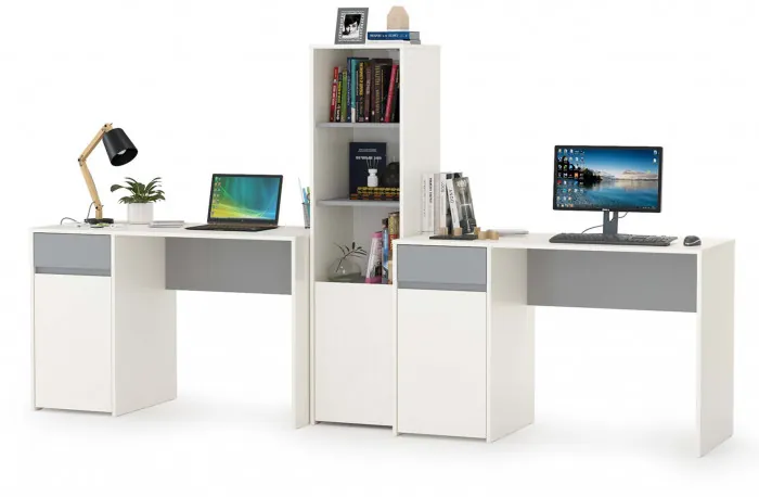 Торонто Компоновка № 15, цвет белый шагрень/стальной серый, ШхГхВ 280х53,1х149,7 см., универсальная сборка