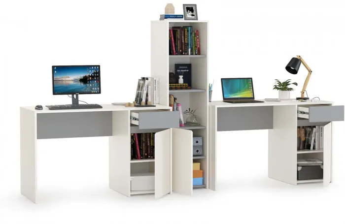 Торонто Компоновка № 15, цвет белый шагрень/стальной серый, ШхГхВ 280х53,1х149,7 см., универсальная сборка