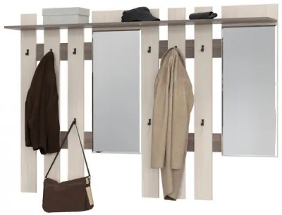 Лира ГК 2-3814+2-3814бод.тем/св Вешалка с зеркалом, цвет бодега тёмный/бодега светлый, ШхГхВ 200х28х135 см., универсальная сборка