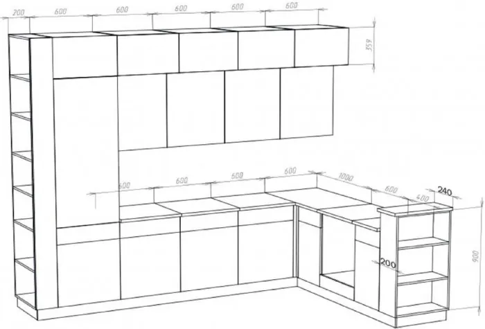 Кухня МДФ Техно-5 3,2х2,24 (Сонома / Белый глянец / Сонома)