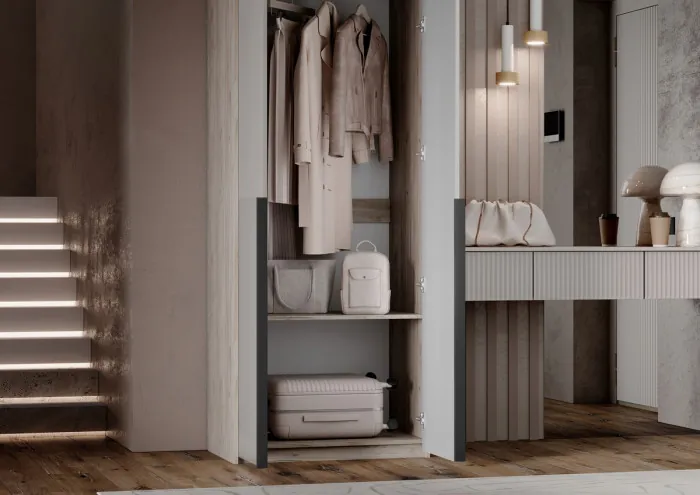 Тумба косметическая со шкафом 2х-ств Марвэл, Крафт серый/Кашемир