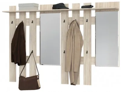 Лира ГК 2-3814+2-3814дубсон Вешалка с зеркалом, цвет дуб сонома, ШхГхВ 200х28х135 см., универсальная сборка