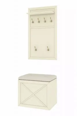 Бэль Вешалка и тумба комплект Слоновая кость