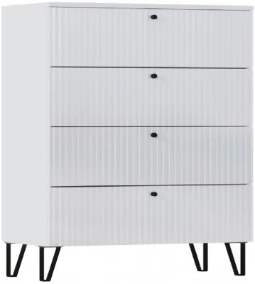 Оливия Комод 4-ящ (Белый глянец, Белый)