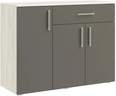Фиеста NEW Комод 1 ящ 3 двери (1200) (Графит/Дуб Крафт Белый) (Дуб крафт белый/Графит)