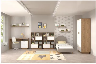 Модульная молодёжная ЭГО 1 (Белый глянец/Бетон Светлый)