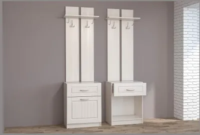 Иннес-6 МДФ Вешалка с обувницей (Бодега белая/Сандал белый)