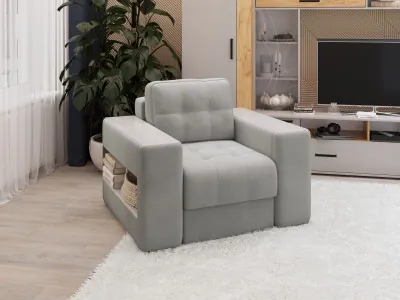 Кресло Доро, Светло-серый/Холст белый