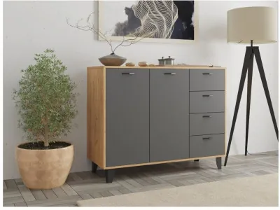 Комод Катрин-12 дуб крафт золотой/графит серый