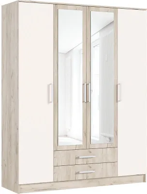 Шкаф 4-х дверный для одежды Мартина, Крафт серый/Кашемир