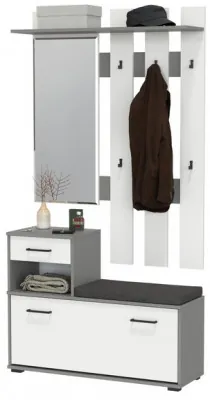 Лира ГК Прихожая 1 2-0714+2-3814 Тумба под обувь + Вешалка с зеркалом, графит/белый