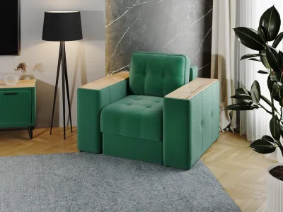 Кресло Нави, Изумруд/Дуб канадский МДФ