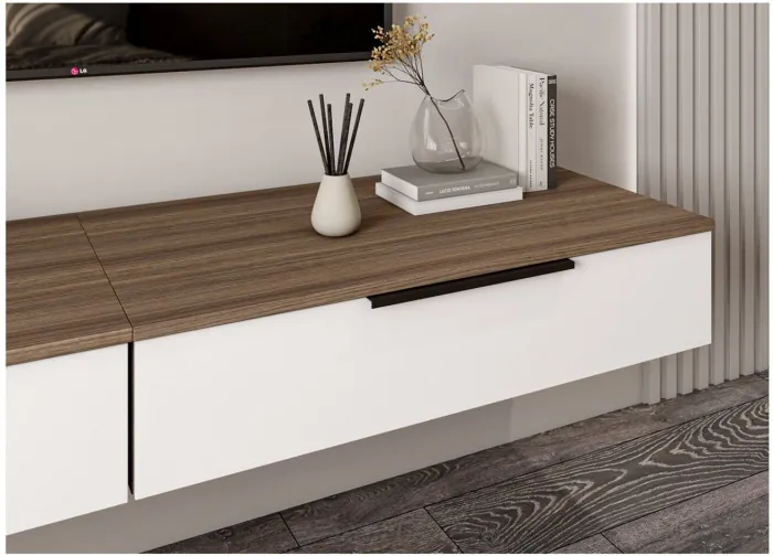 МС Роза Тумба подвесная 900.2, Ройс+ ручка скоба, Орех Франклин карамель/бежевыйскин