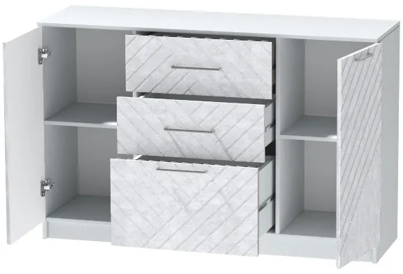 Комод №3 "Иннэс-7", Белый/Бетон снежный