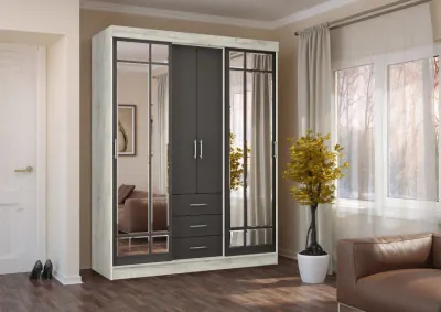 Шкаф-купе Маэстро (Дуб Крафт Белый, Графит)