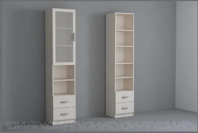 Колибри Пенал створка стекло/ящики, рамка, Бодега белая/Сандал светлый