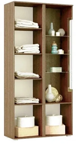 Ким Шкаф с подсветкой (Сонома / Белый глянец)