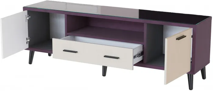 Тумба ТВ интерьерная 1.6 Ланс, винный/мдф клен кремовый