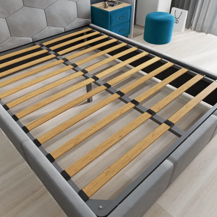 Манука Кровать интерьерная 140 светло-голубой, ортопед