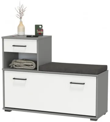 Лира ГК 2-0714граф/бел Тумба под обувь, графит/белый