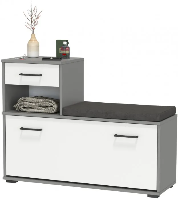 Лира ГК 2-0714граф/бел Тумба под обувь, графит/белый