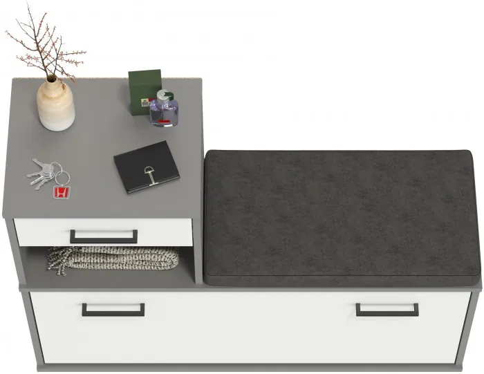 Лира ГК 2-0714граф/бел Тумба под обувь, графит/белый