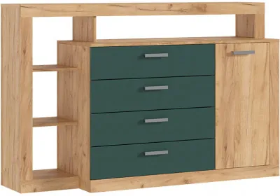 Комод Ангара, Крафт золотой/Изумрудный