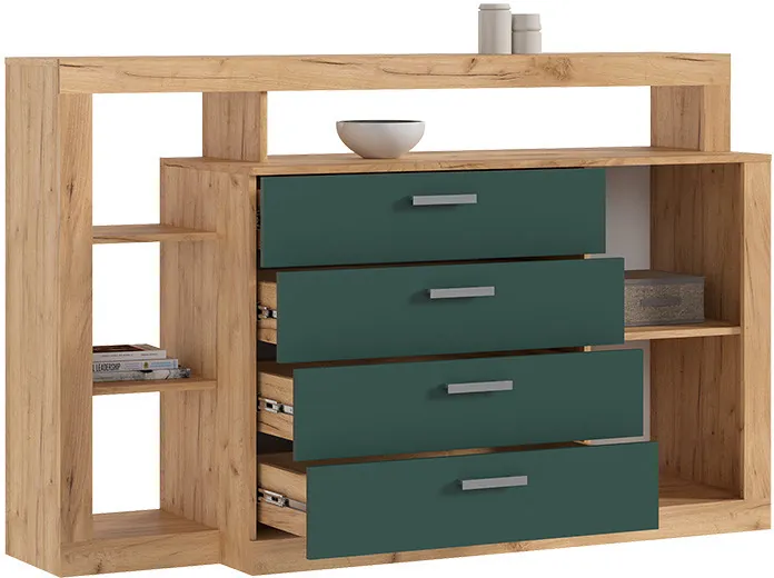 Комод Ангара, Крафт золотой/Изумрудный