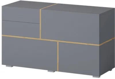 Агат Комод ЛДСП, Графит/Дуб крафт золотой