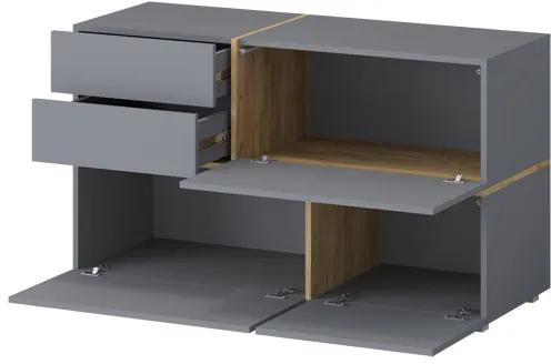 Агат Комод ЛДСП, Графит/Дуб крафт золотой