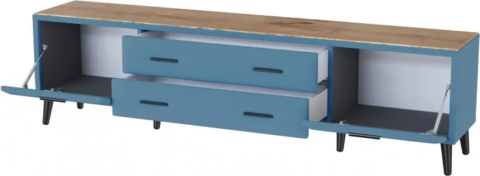 Тумба ТВ интерьерная 2.0 Пай, светло-голубой/мдф дуб канадский