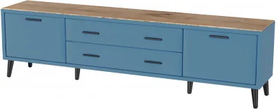 Тумба ТВ интерьерная 2.0 Пай, светло-голубой/мдф дуб канадский