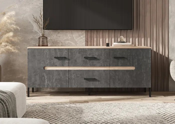 Ким Тумба ТВ (металл) Бетон графит, сонома