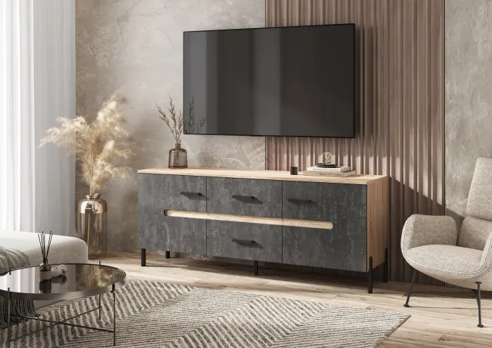 Ким Тумба ТВ (металл) Бетон графит, сонома