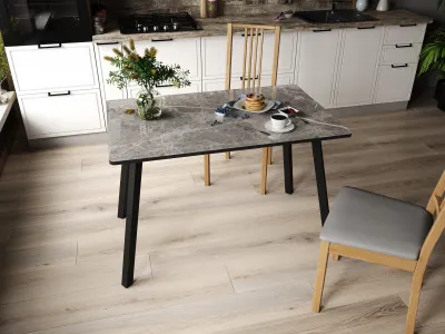 Стол обеденный Лофт 1200х800 фотопечать, Мрамор серый