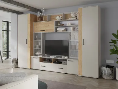 Модульная гостиная Оскар-18, композиция 2, Кашемир/Крафт золотой