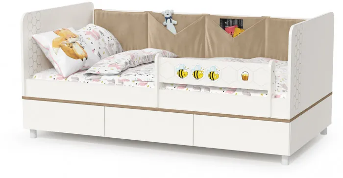 Эйп 11.40 Кровать + 13.334 Шкаф, цвет белый/дуб белый, сп. м. 800х1600 мм., б/м, основание есть, макс. нагрузка 80 кг., рек. выс. матр. 120 мм.