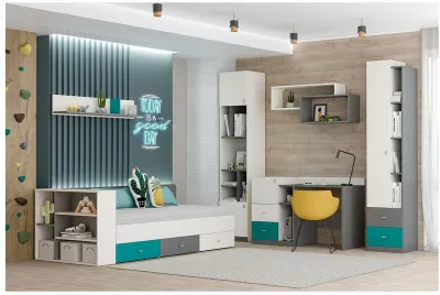 Модульная детская Клео набор 2 (Графит/Миндаль/Океан)